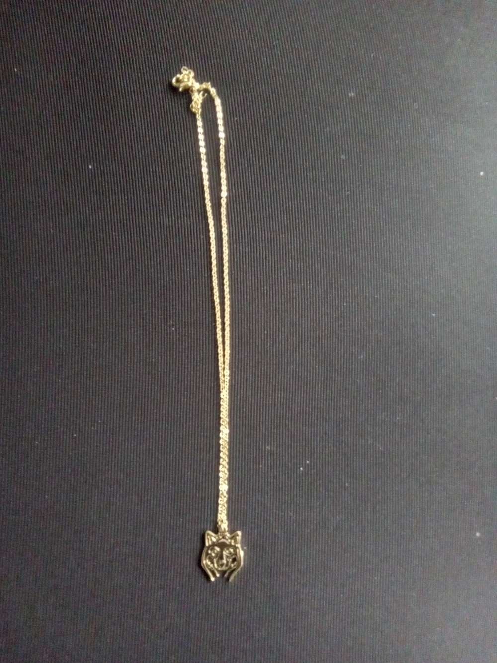 Amazon Gold Wolf Head Pendant Necklace - Gold Tone